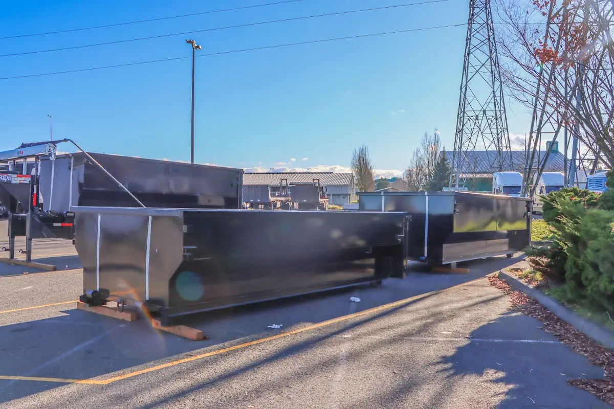 Roll-off dumpster ready for waste disposal at job site for Commercial Dumpster Rental in Washington
